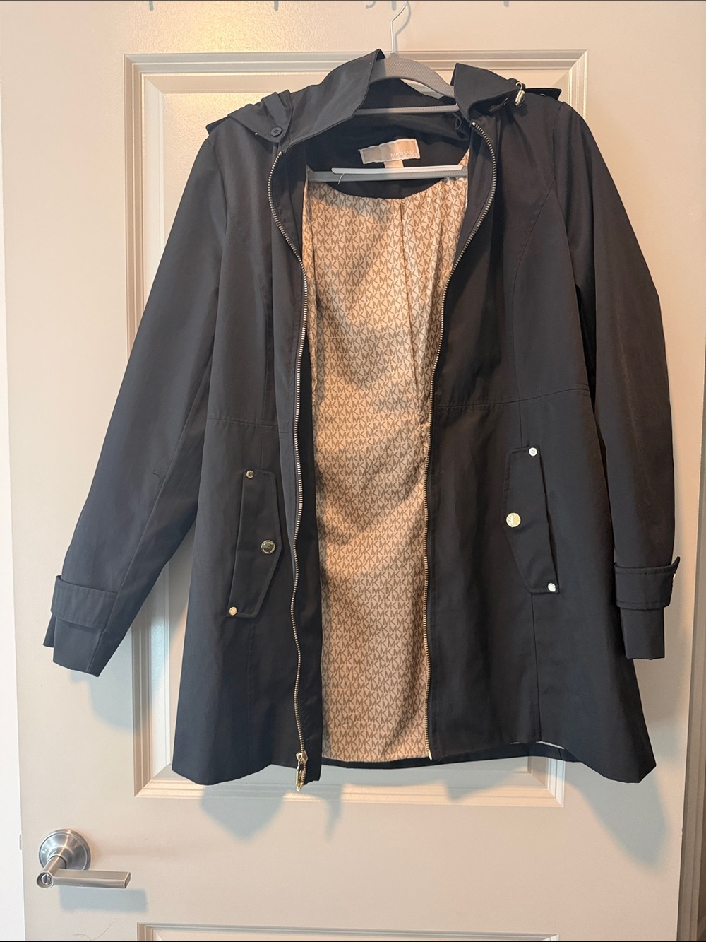 MICHAEL Michael Kors Black Hooded Trench Coat